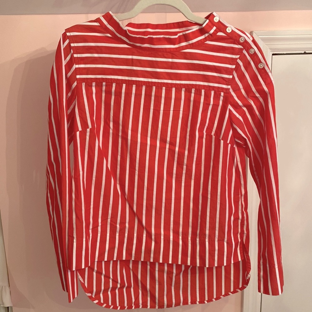 NWT! J. CREW FACTORY red and white stripe top. Size 0.